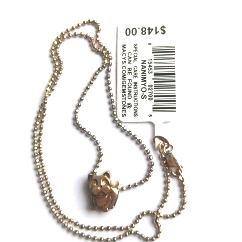 Alex Woo Sterling Silver Pendant.  NWT, Yorkie Dog, 16" Beaded Chain. Boxed - Picture 3 of 6